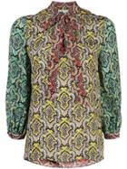 Alice+olivia Sheila Blouson Sleeve Top - Green