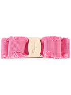 Salvatore Ferragamo Logo Embossed Hair Clip, Women's, Pink/purple, Cotton/rayon/plastic/brass