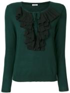 P.a.r.o.s.h. Ruffle Detail Knitted Top - Green