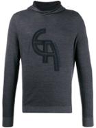 Emporio Armani Embroidered Logo Hooded Sweatshirt - Grey
