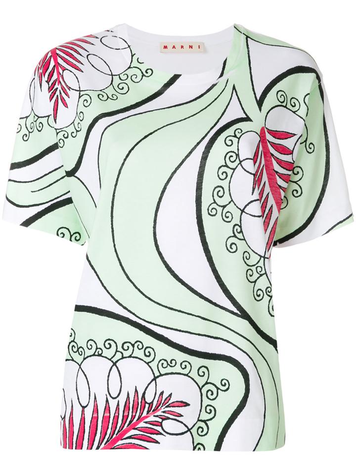 Marni Leaf Patterned T-shirt - White