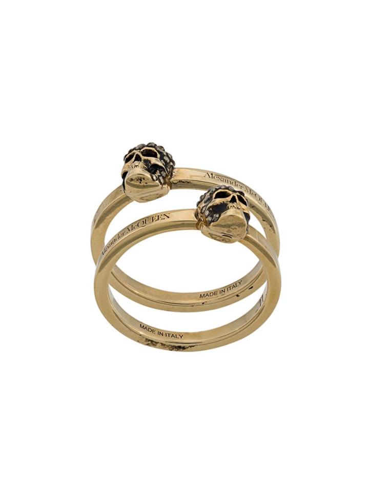 Alexander Mcqueen Two-piece Skull Ring Set - Gold