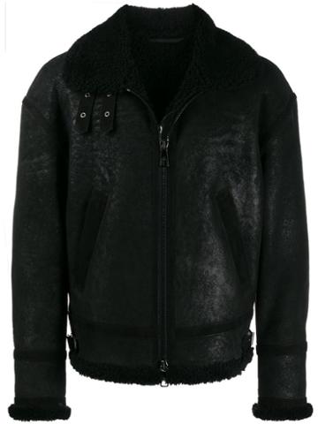 Neil Barrett Zipped Shearling Jacket - Black
