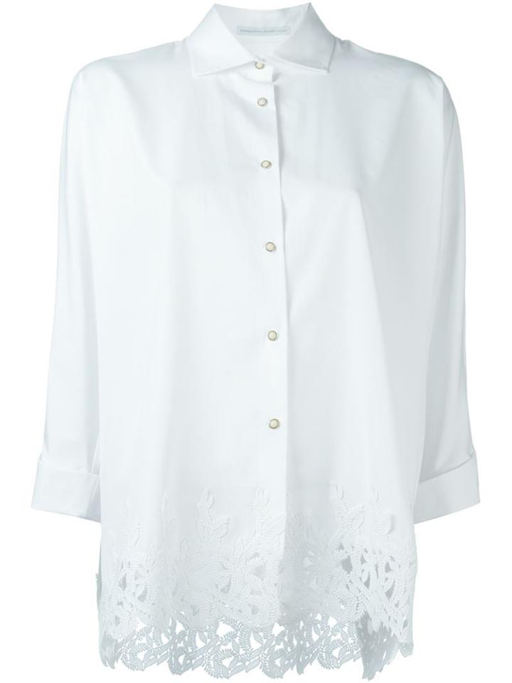 Ermanno Scervino Embroidered Hem Shirt, Women's, Size: 46, White, Cotton