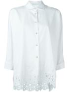 Ermanno Scervino Embroidered Hem Shirt, Women's, Size: 46, White, Cotton
