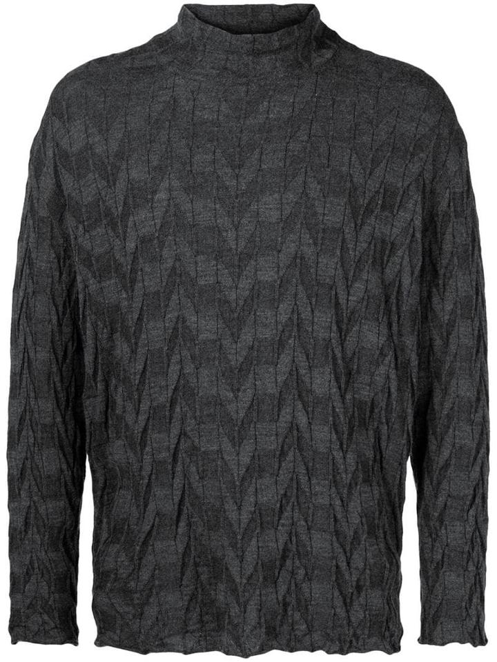Issey Miyake Pre-owned Zigzag Pattern Jumper - Grey