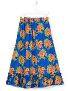Msgm Kids Floral Print Skirt, Girl's, Size: 12 Yrs, Blue