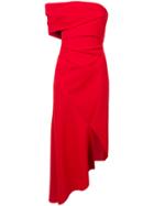 Oscar De La Renta One Shoulder Drape Dress - Red