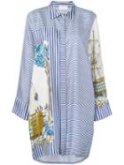 P.a.r.o.s.h. - Ship Print Shirt Dress - Women - Silk - Xl, Women's, Blue, Silk