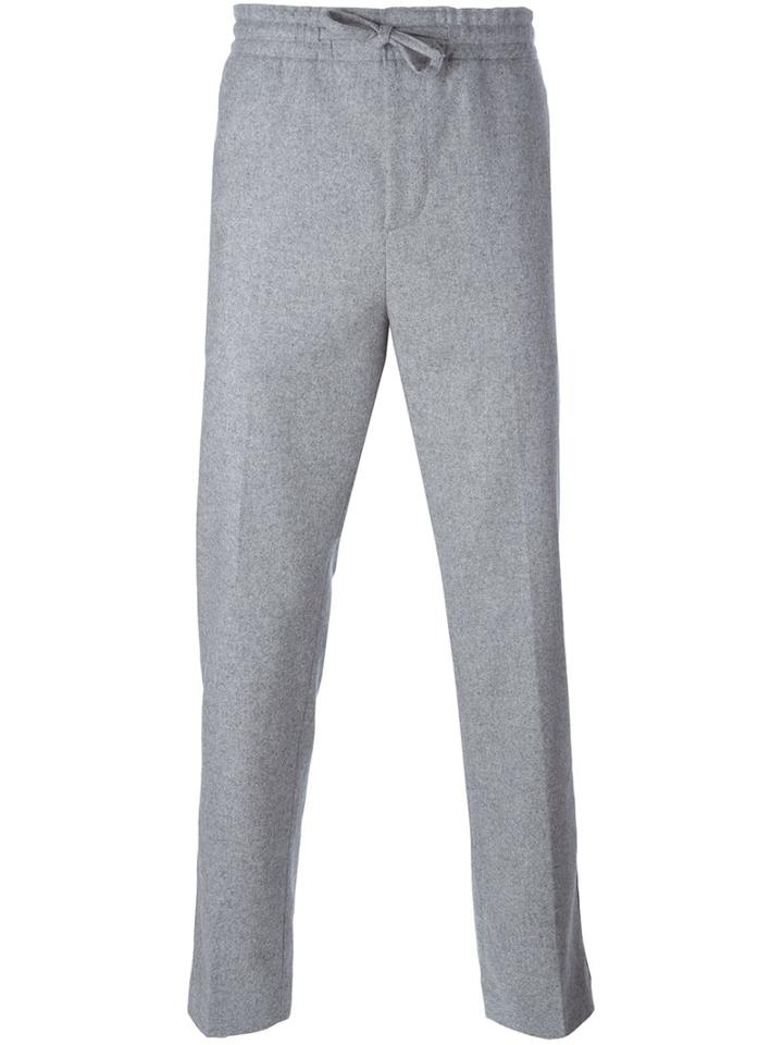 Msgm Cropped Track Pants, Men's, Size: 50, Grey, Cotton/polyamide/wool