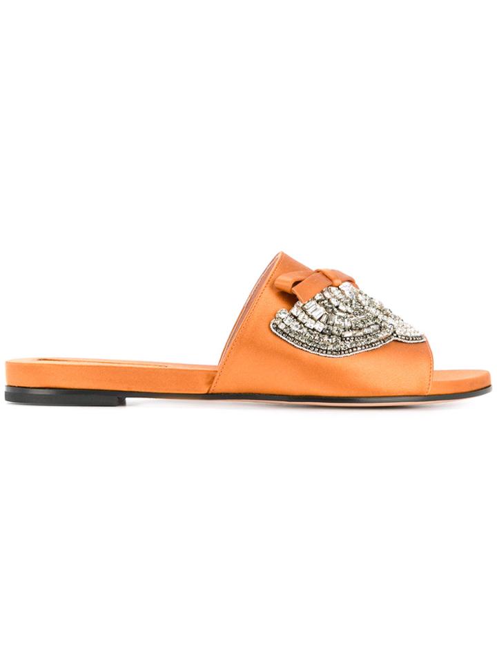 Rochas Rhinestone Embellished Sandals - Yellow & Orange
