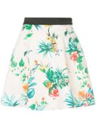 Loveless Tropical-print Flared Mini Skirt - Pink & Purple