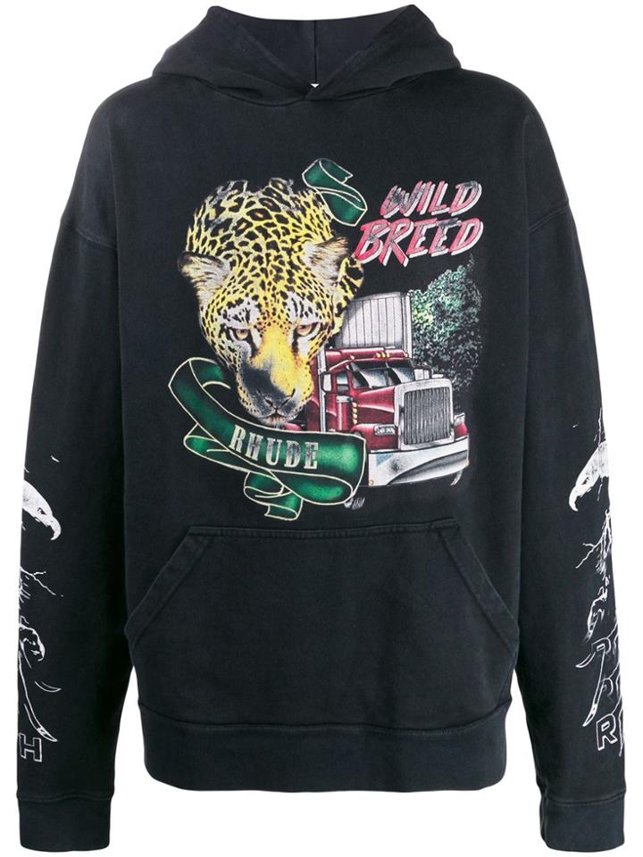 Rhude Digital Printed Hoodie - Black