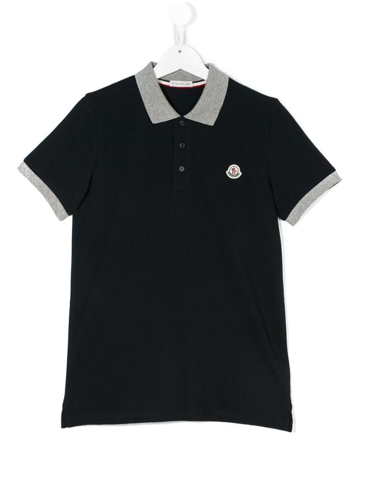Moncler Kids Short Sleeve Polo Shirt - Blue
