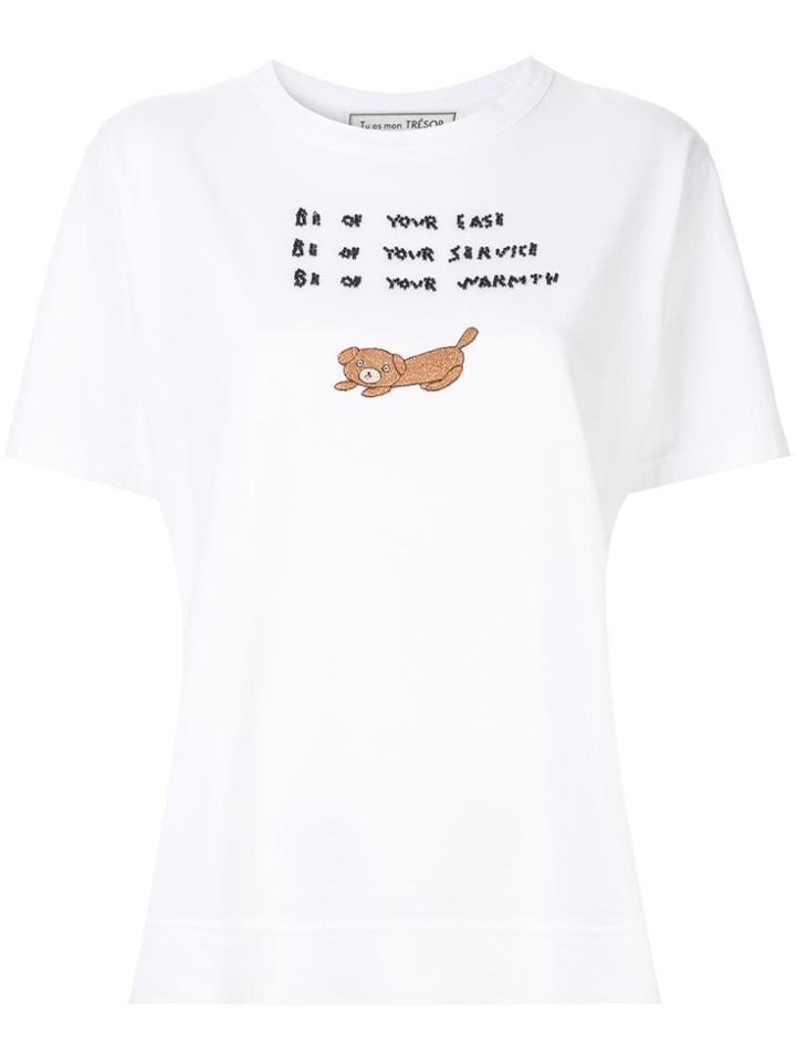 Tu Es Mon Trésor 'dog' T-shirt - White