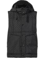 Engineered Garments Polka Dots Hooded Gilet, Men's, Size: Large, Black, Cotton/polyester/wool