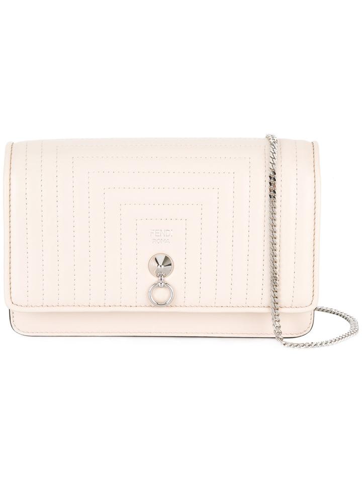 Fendi Quilted Crossbody Bag, Women's, Nude/neutrals, Brass/leather