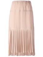 No21 Pleated Midi Skirt, Women's, Size: 40, Nude/neutrals, Silk/acetate