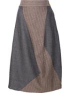 Vivienne Westwood Red Label Asymmetric Pinstripe Skirt, Women's, Size: 42, Brown, Cotton/wool