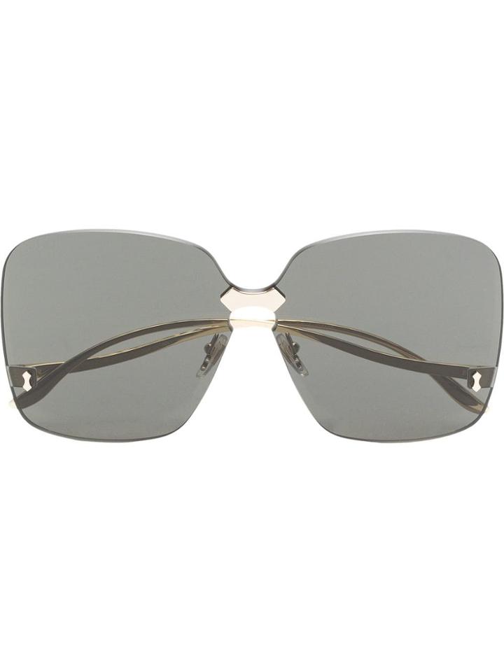 Gucci Eyewear Grey Rimless Square Sunglasses - Black