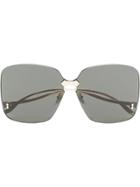 Gucci Eyewear Grey Rimless Square Sunglasses - Black