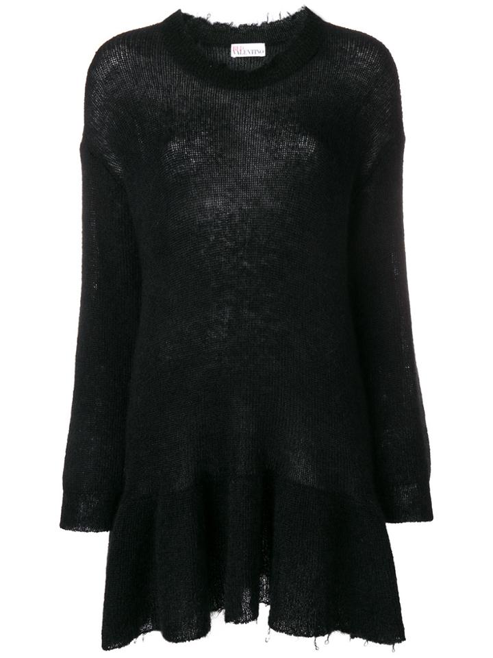 Red Valentino Sheer Knit Sweater Dress - Black