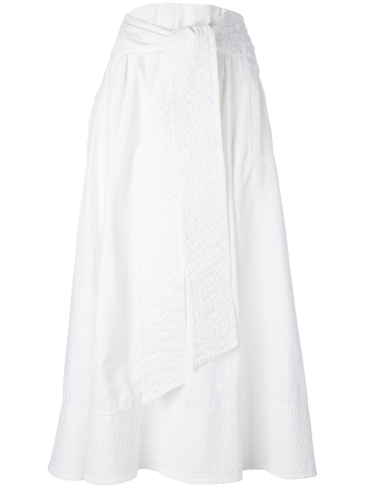 Joseph Belted Full Skirt, Women's, Size: 36, White, Polyamide/polyester