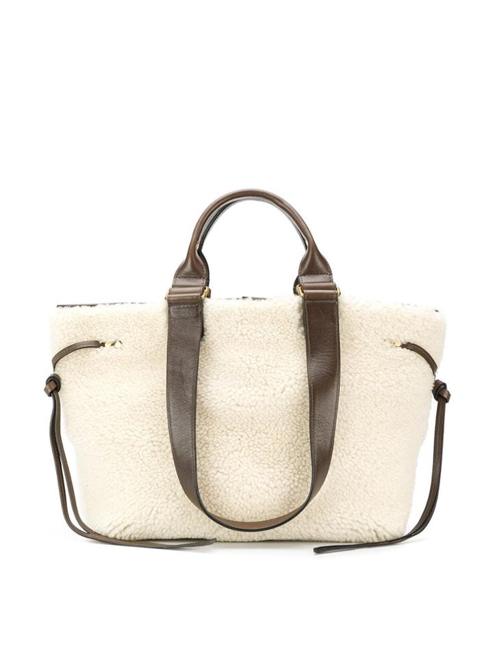 Isabel Marant Bagya Shearling Tote - White