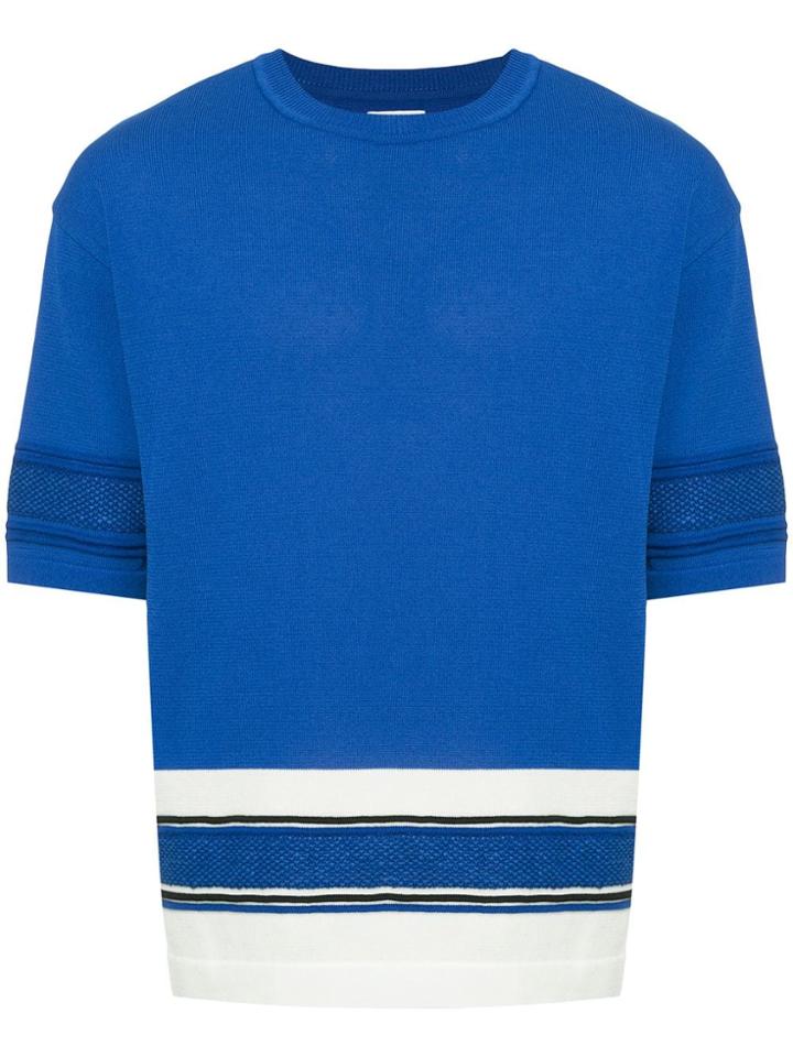 Coohem Sporty Bi-color Knit Sweater - Blue