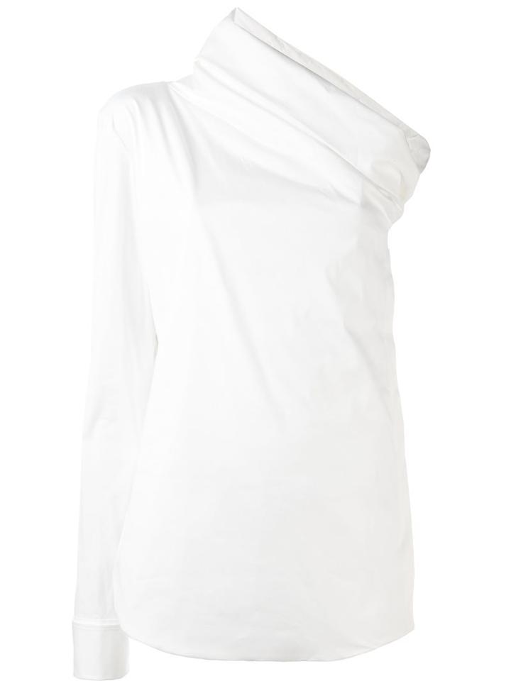 Jil Sander Asymmetric Blouse, Women's, Size: 34, White, Cotton/polyamide/spandex/elastane