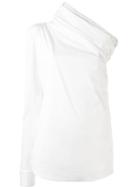 Jil Sander Asymmetric Blouse, Women's, Size: 34, White, Cotton/polyamide/spandex/elastane