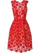 Oscar De La Renta Sleeveless Lace Midi Dress - Red