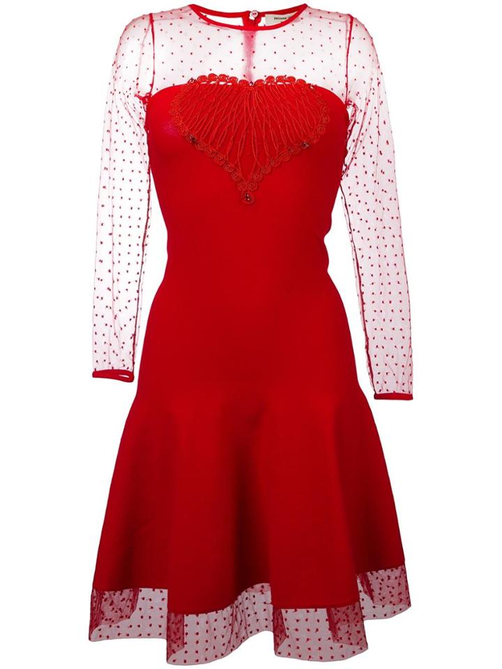 Piccione. Piccione Sheer Panel Flared Dress