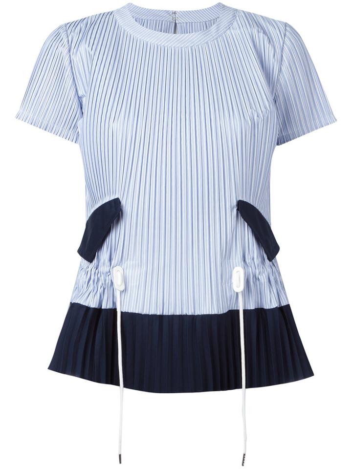 Sacai - Plisse Top - Women - Cotton/polyester - 2, Women's, Blue, Cotton/polyester