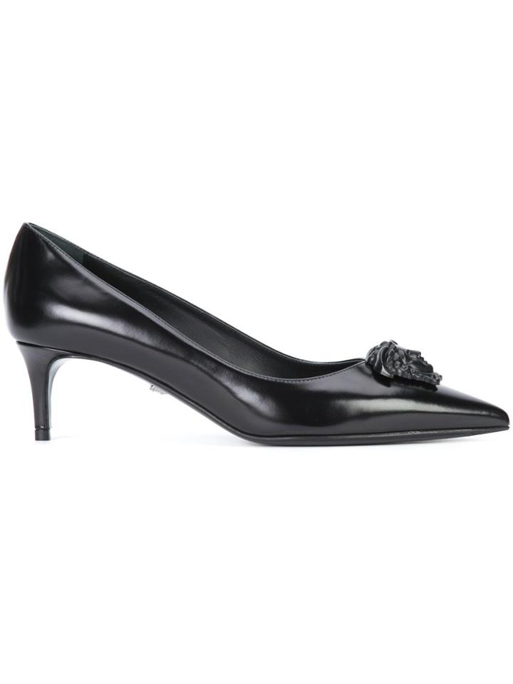 Versace Palazzo Medusa Kitten Heel Pumps - Black