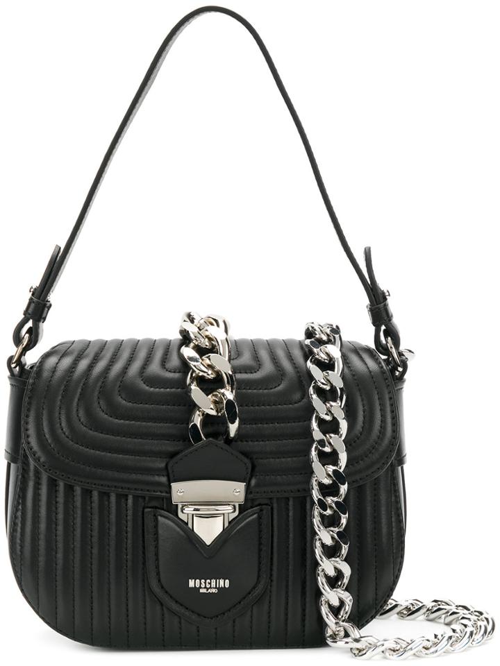 Moschino Embossed Design Crossbody Bag - Black