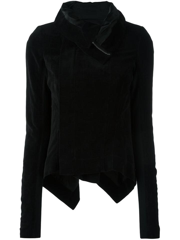 Rick Owens High Low Biker Jacket, Women's, Size: 44, Black, Cupro/cotton/linen/flax