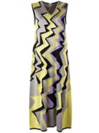 M Missoni - Metallic (grey) Zigzag Midi Dress - Women - Polyester/polyamide/cotton/metallic Fibre - 44, Women's, Polyester/polyamide/cotton/metallic Fibre