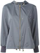 Salvatore Ferragamo Studded Jacket, Women's, Size: 42, Grey, Silk/polyester