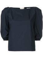 Whit Puff Sleeve Blouse - Blue