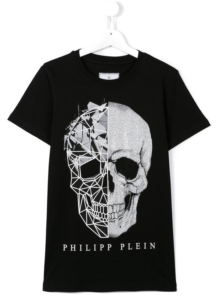 Philipp Plein Kids Embellished Skull Logo T-shirt, Boy's, Size: 14 Yrs, Black