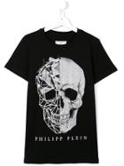 Philipp Plein Kids Embellished Skull Logo T-shirt, Boy's, Size: 14 Yrs, Black