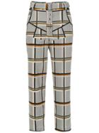 Framed Checklist High-waisted Trousers - Grey