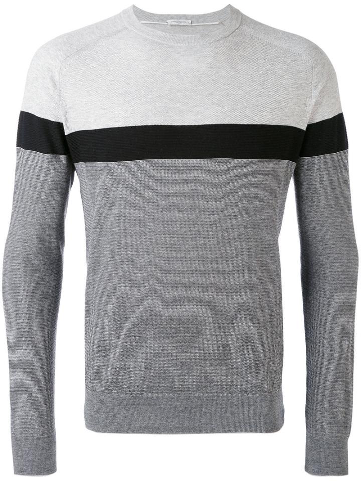 Paolo Pecora - Striped Panel Sweatshirt - Men - Cotton - Xl, Grey, Cotton
