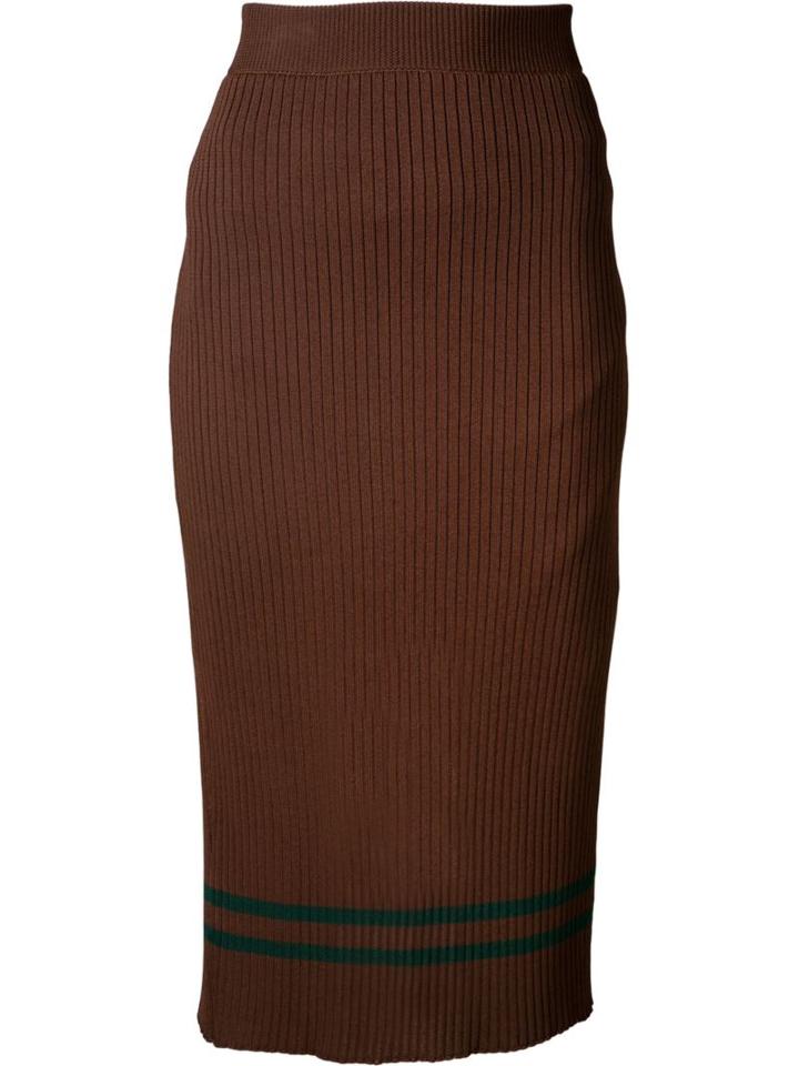 Muveil Knitted Pencil Skirt, Women's, Size: 38, Brown, Nylon/polyester/viscose