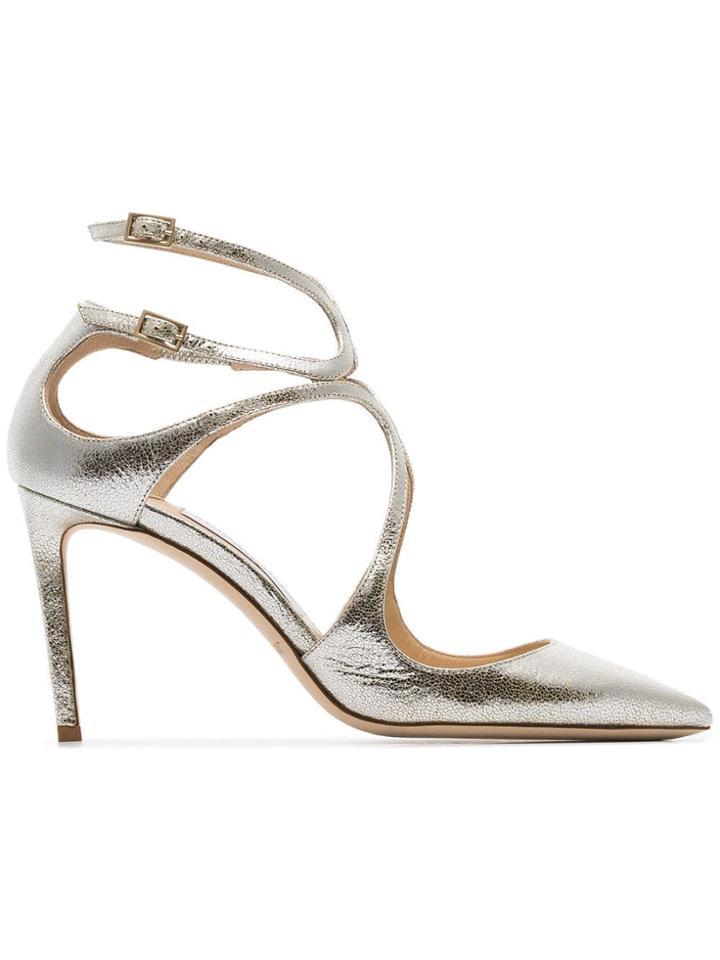 Jimmy Choo Metallic Lancer 85 Pointed Toe Leather Pumps