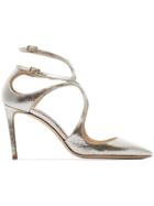 Jimmy Choo Metallic Lancer 85 Pointed Toe Leather Pumps