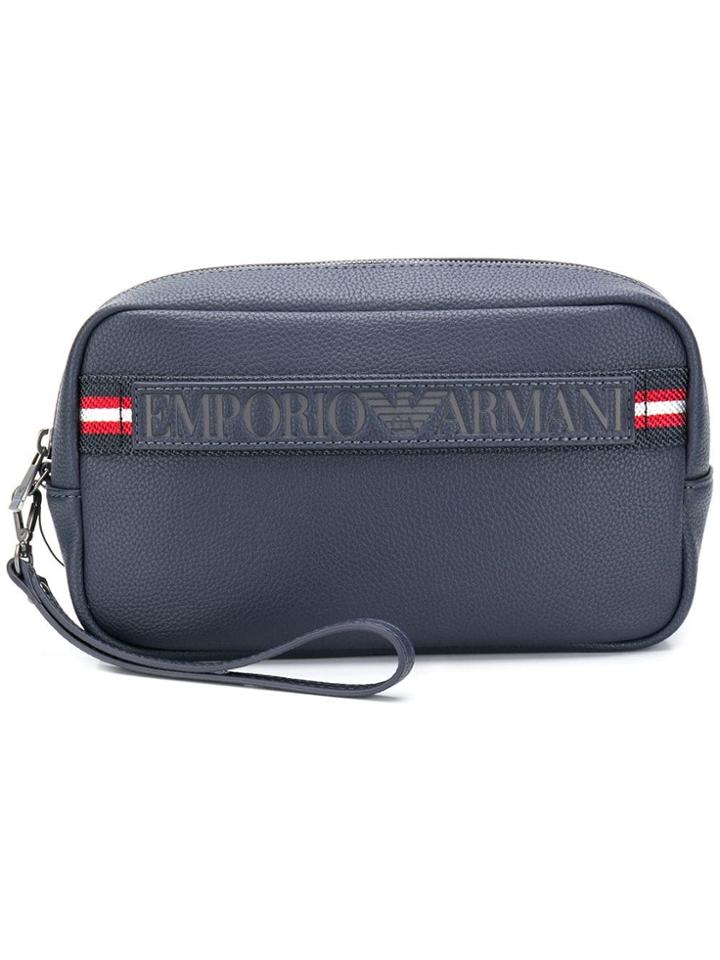 Emporio Armani Logo Embossed Wash Bag - Blue