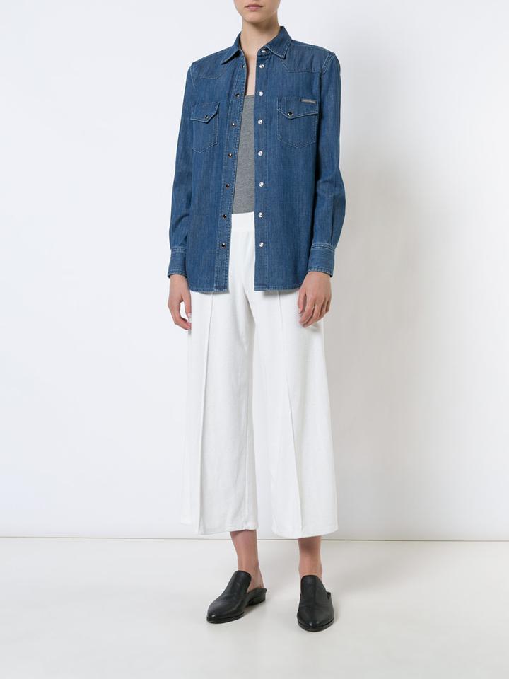 Atm Anthony Thomas Melillo - Cropped Palazzo Pants - Women - Cotton/polyester - S, White, Cotton/polyester