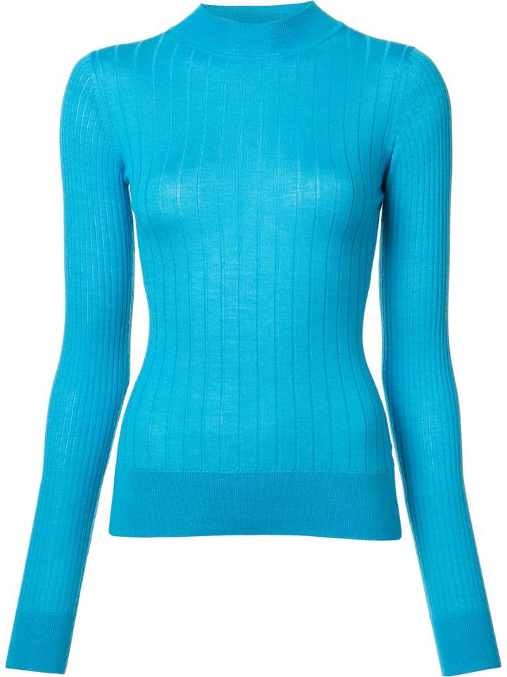Tome - Long Sleeve Ribbed Jumper - Women - Merino - S, Women's, Blue, Merino